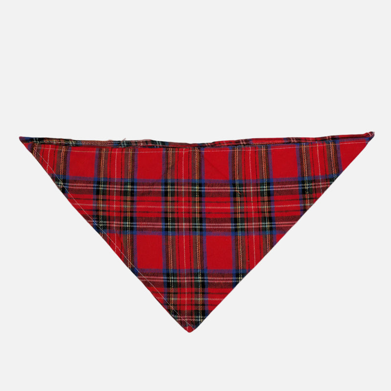 Red Plaid Dog Bandana – Classic Tartan Pet Scarf