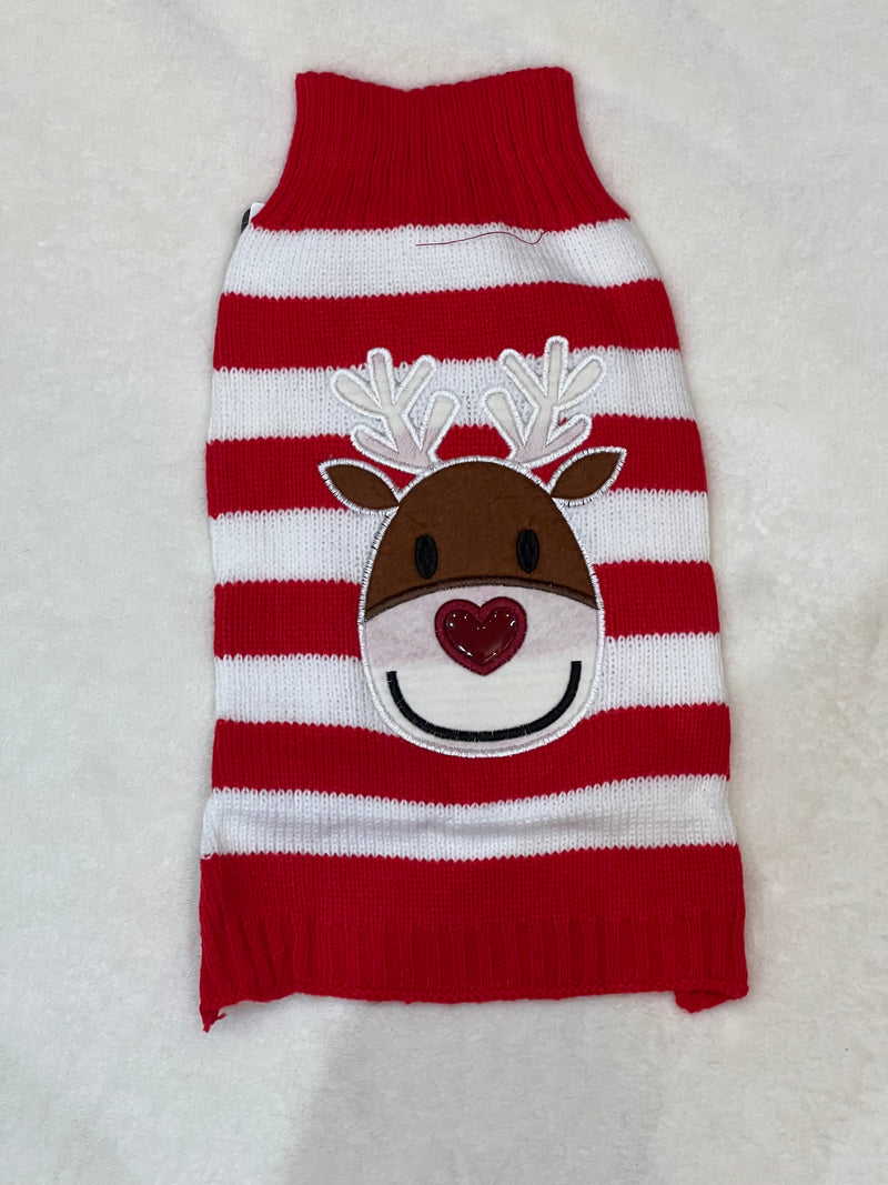 Red Stripe Deer Christmas Jumper