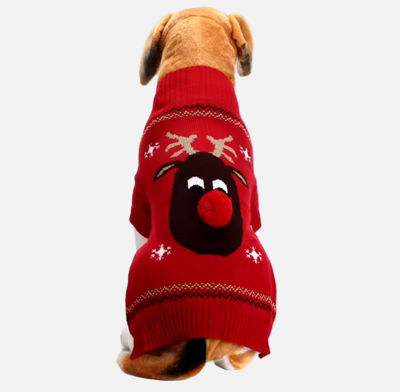 Rudolph Christmas Dog Jumper with Pompom