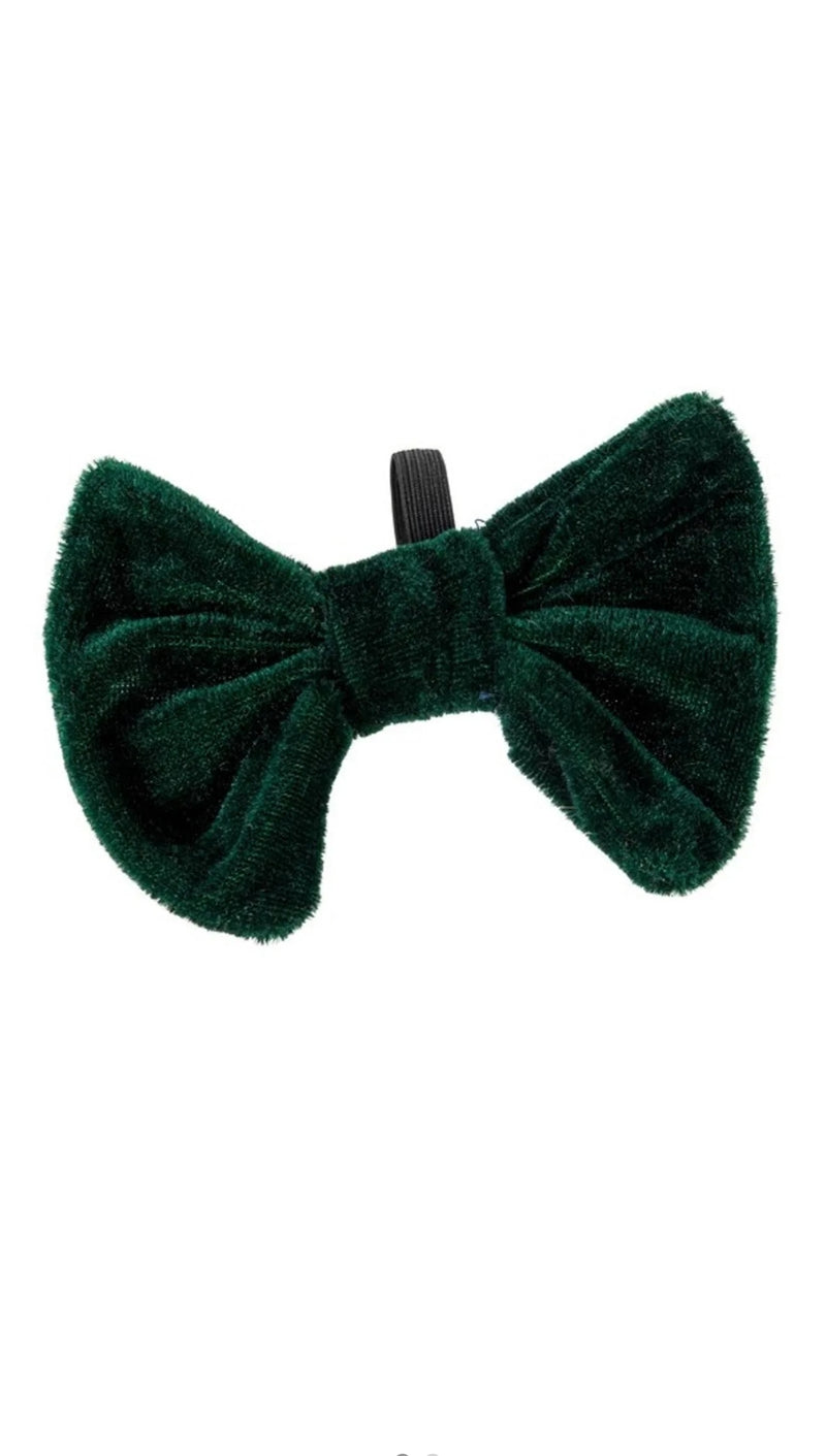 Green velvet bow tie - House of Paws