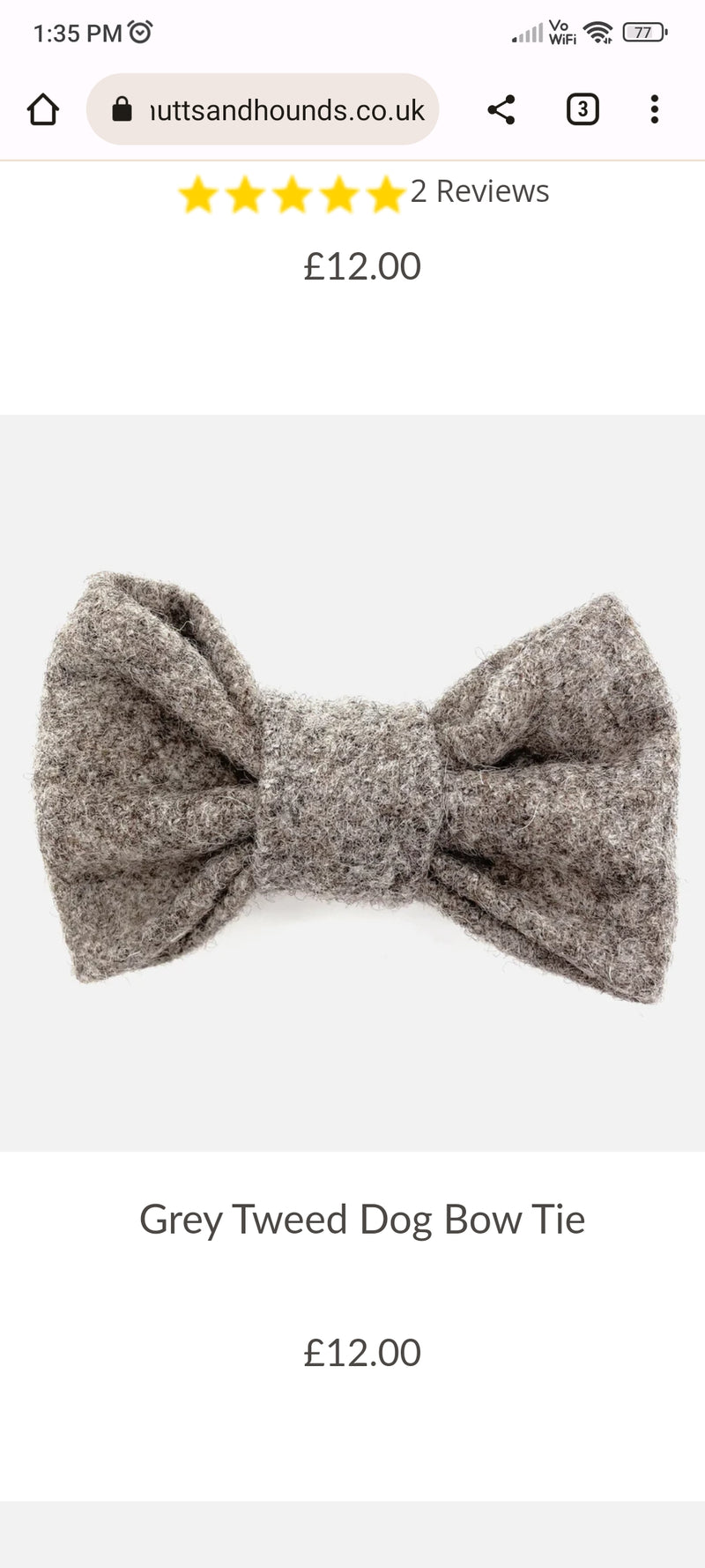 Grey Tweed Dog Bow Tie

- Mutts & Hounds