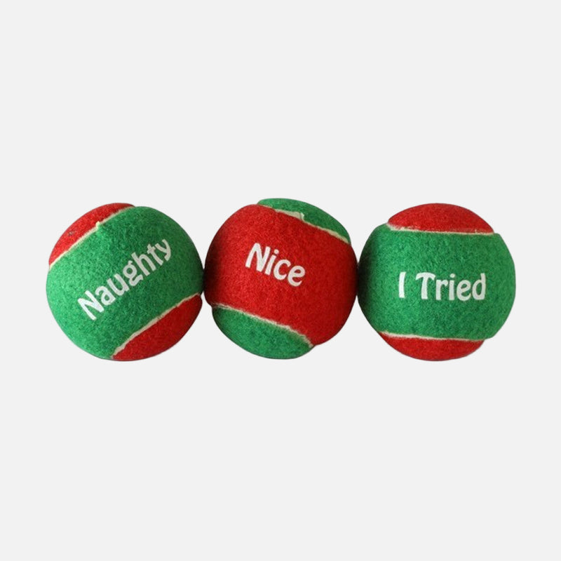 Xmas Red Green Tennis Balls 3 Pack - Sportspet