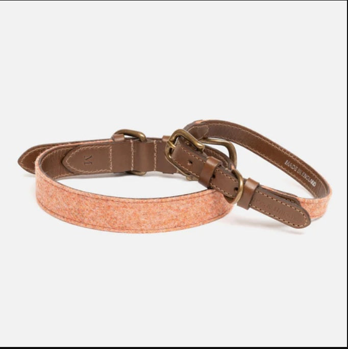 Sandstone Tweed & Leather Dog Collar - Mutts & Hounds