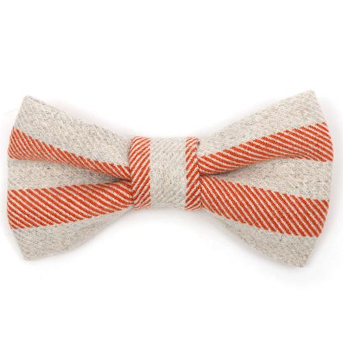 Orange Stripe Brushed Cotton Dog Bow Tie - Mutts & Hounds