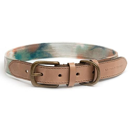 Watercolour & Leather Dog Collar - Mutts & Hounds