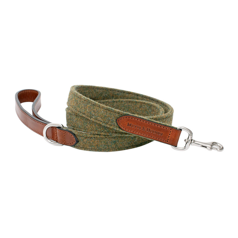 Forest Tweed & Leather Dog Lead - Mutts & Hounds