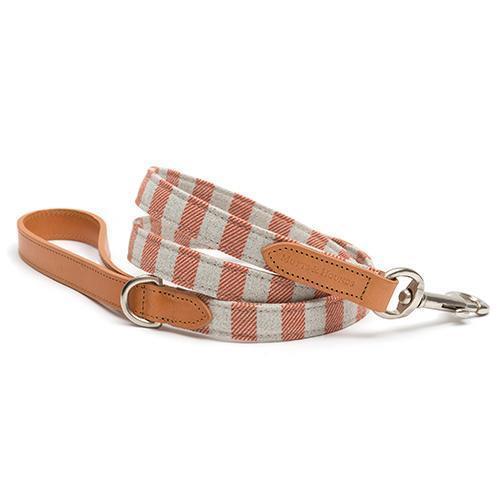 Camello Leather & Orange Stripe Dog Lead - Mutts & Hounds
